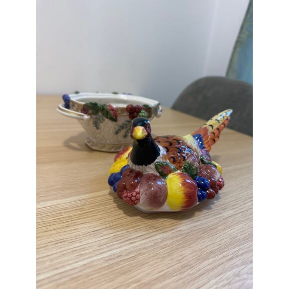 Fitz and Floyd Venezia Autumn Bounty Pheasant Tureen VINTAGE - Picture 7 of 8